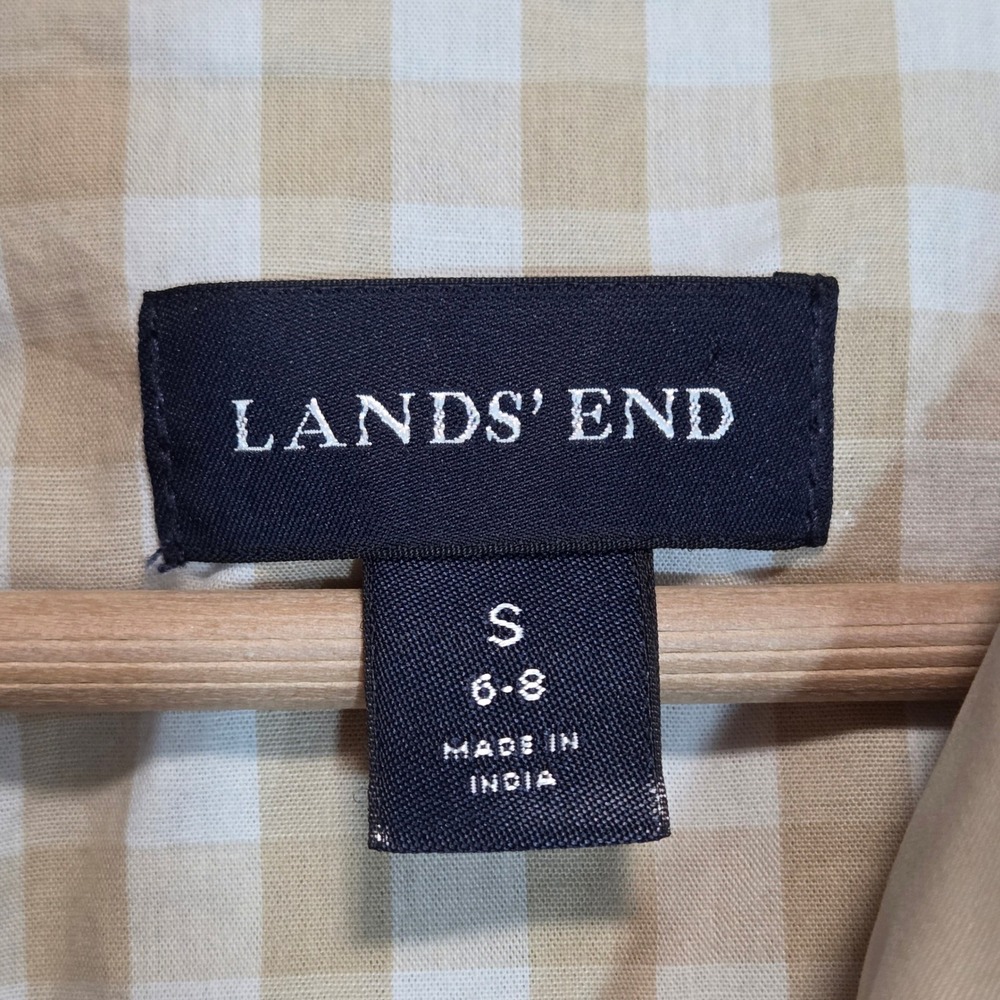 Lands End Womens Tan Trench Coat Classic Neutral Capsule Timeless Utility Size S - Picture 4 of 12